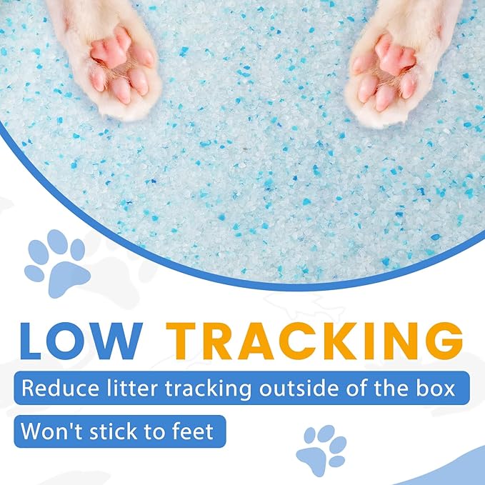 NEWORD Crystals Cat Litter Lightly Scented Litter Superior Odor Control 14 lbs Total (2 Pack of 7lb Bags) Soft-On-Paws Low Tracking Dust-Free Blue Silica Gel