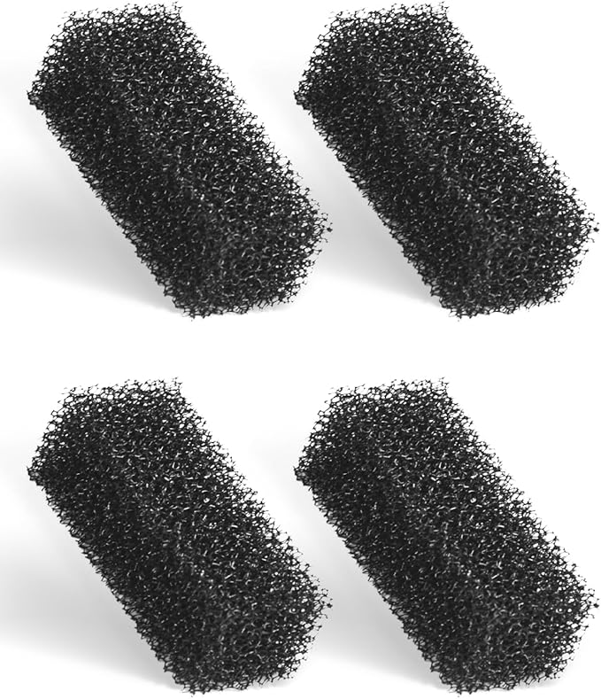 Pawfly 4 Pcs Replacement Filter Pads for 3-10 Gallon Internal Aquarium Filter, Fish Tank Filter Media Sponge, Black Bio Foam for Water Filtration