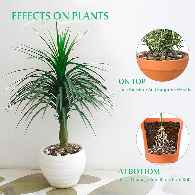 Mr. Fireglass Polished Pebbles, 3/8" Natural Decorative Mixed Color Stones Aquarium Gravel River Rocks for Potted Plants, Landscaping and Home Decor (10-lb Bag)