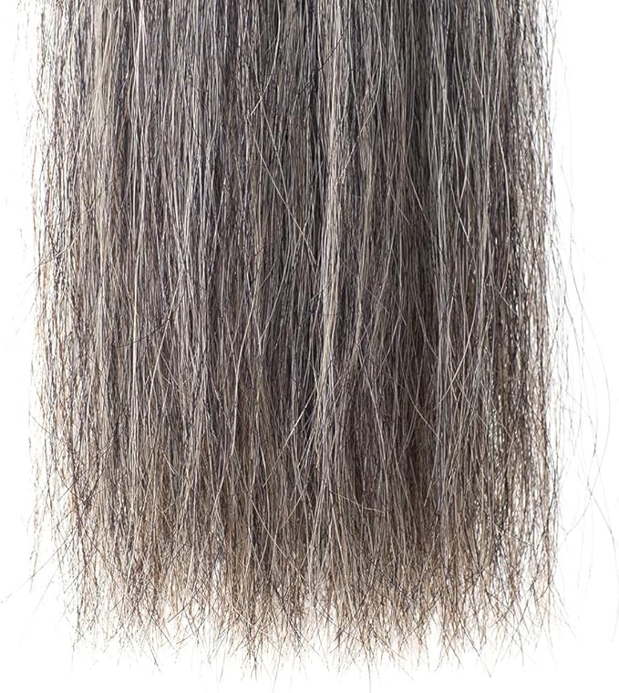Horse Tail Extensions with Braided Horsehair Loop, Blunt Cut Bottom, 34-36 inches Long and 1 lb Weight (Dark Gray)