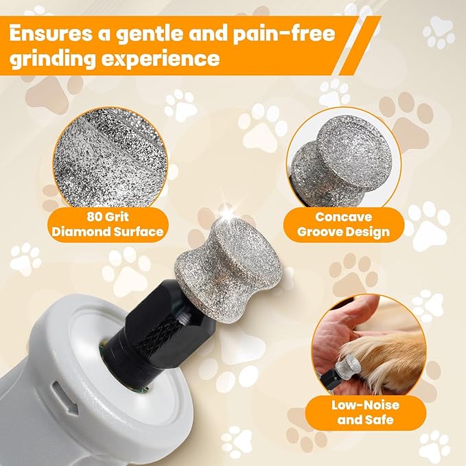 HARDELL Diamond Dog Nail Grinder Bits 2 Pack, 1/8" Pet Nail Grinder Replacement Heads for Dremel & Most Rotary Tools, Durable Attachment for Pet Claw Care, Diamond Rotory Bit for Dogs