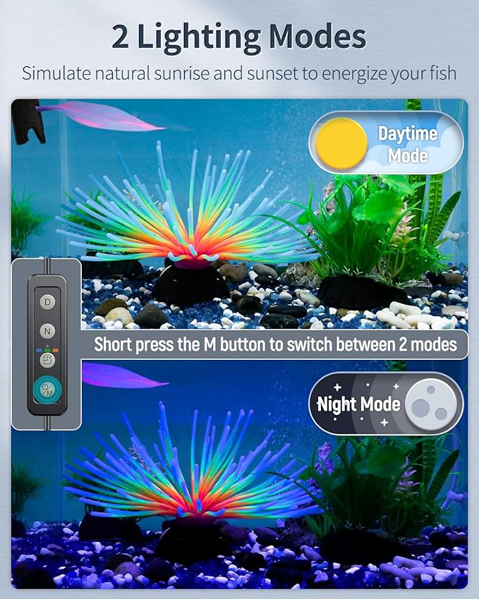 Pawfly 33W Aquarium LED Light for 48 to 54 Inch Extendable Fish Tank Light with Full Spectrum Brilliant White Blue Red Lights with Daytime & Night Modes Timer Auto On/Off Adjustable Brightness