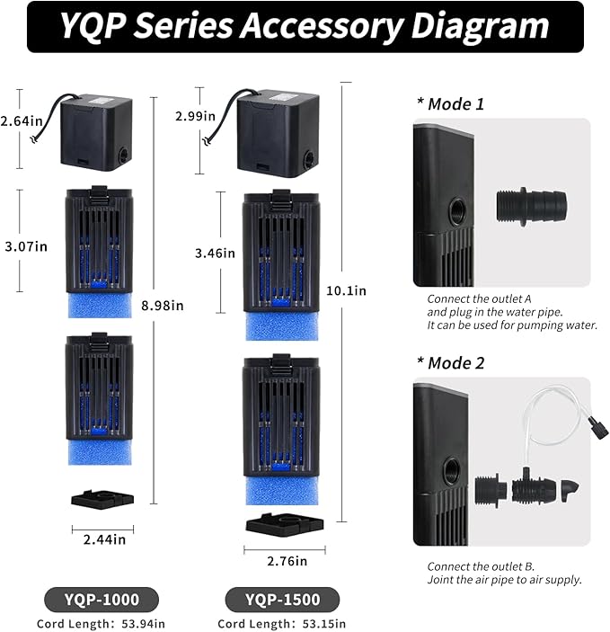 Aquarium Filter Water Flow Adjustable for 75-200 Gallon Fish Turtle Tank 400GPH Biochemical Filtration 4in1 Submersible Internal Powerful Pumps & Filters Keep Freshwater Saltwater Crystal Clear Large