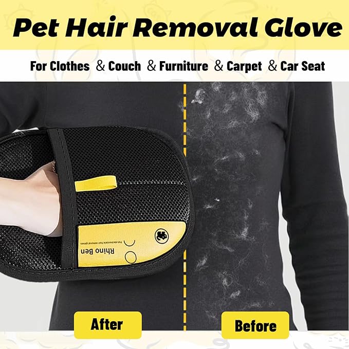 Pet Hair Remover, Brush Pet Hair, Pet Hair Removal Glove, Electrostatic Gloves Pet Hair Removal, Upgrade Reusable for Couch Furniture Carpet (3 PCS)