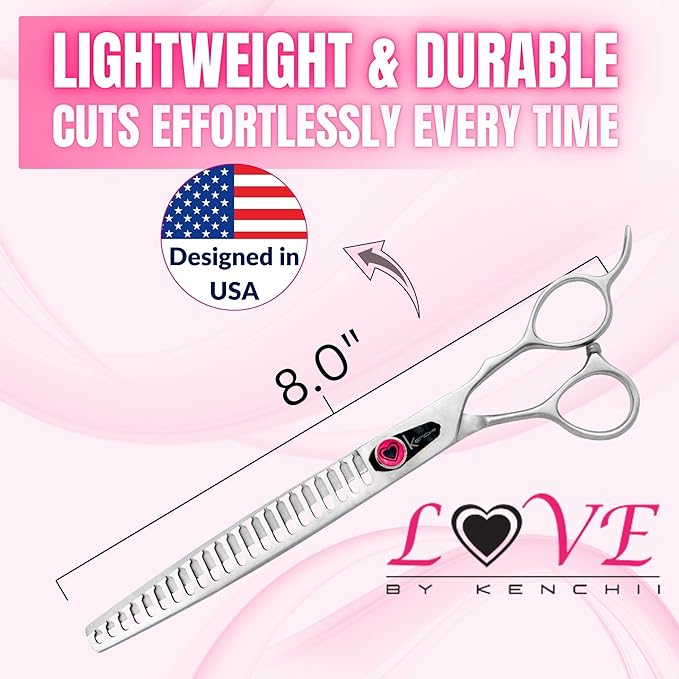 Kenchii Love Dog Grooming Scissors, 22 Tooth Blender Shears, Dog Scissors for Grooming, Professional Pet Grooming Scissors, Heavy Duty, Durable and Sharp