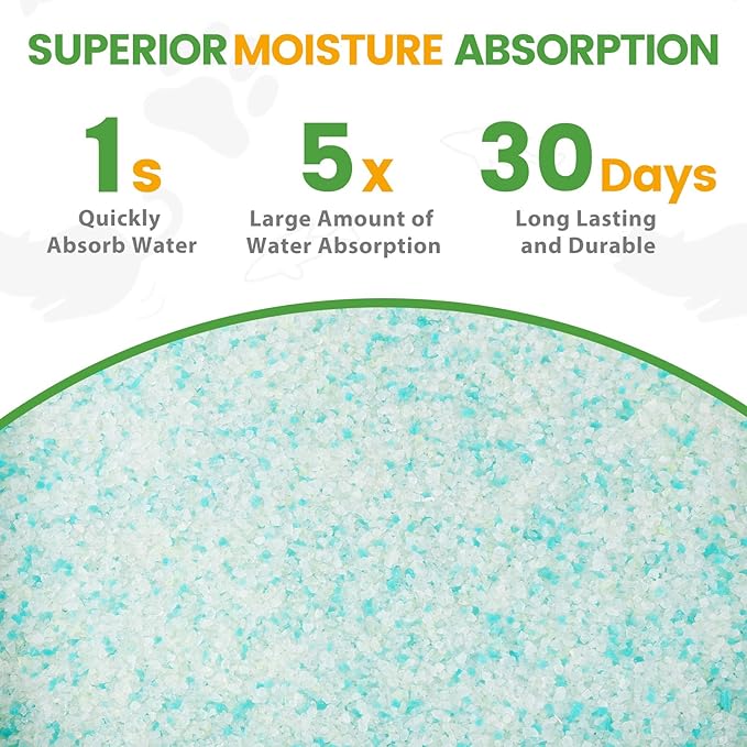 NEWORD Crystals Cat Litter Superior Odor Control 14 lbs Total (2 Pack of 7lb Bags) Soft-On-Paws Low Tracking Dust-Free Green Silica Gel, Aloe Vera Fragrance