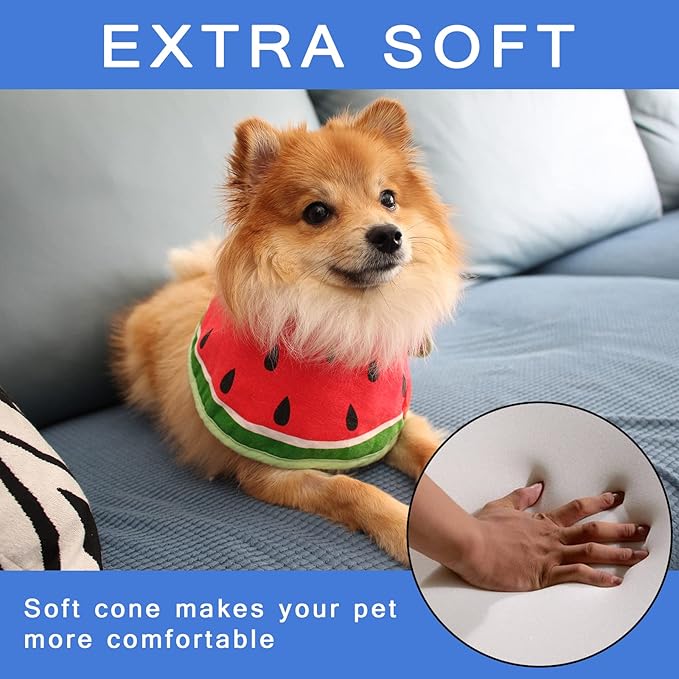 Soft Dog Cone, Lightweight Elizabethan Collar for Dogs, Adjustable Soft Cones for Dogs/Cats to Stop Licking After Surgery, Cute Watermelon Cone of Shame Alternatives for Pets (Large)