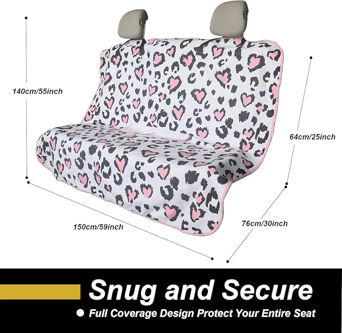 Back Seat Cover for Car Trucks Van SUV,Waterproof Rear Bench Towel Seat Covers for Dogs and Kids,Automotive Backseat Protector (Leopard Print)