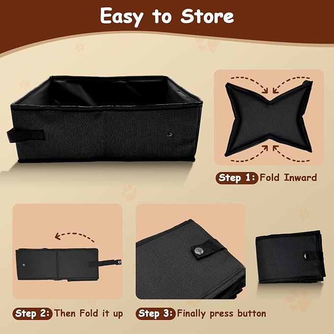 Foldable Travel Litter Box for Cats, Waterproof Portable Cat Travel Litter Box Collapsible, 15.75 * 11.82 * 3.94 Inches, Traveling & Camping Cat Supplies - Purple