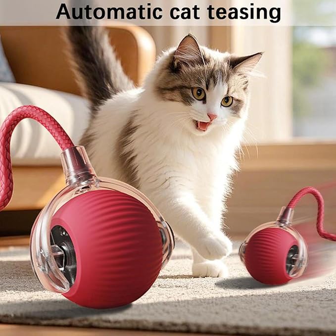 Interactive Cat Toys Ball, Newly Upgraded Automatic with Elastic Tail Rope and USB Charging. Stimulates Hunting Instincts and Promotes Exercise. Interactive Cat Toys for Bored Indoor Adult Cats