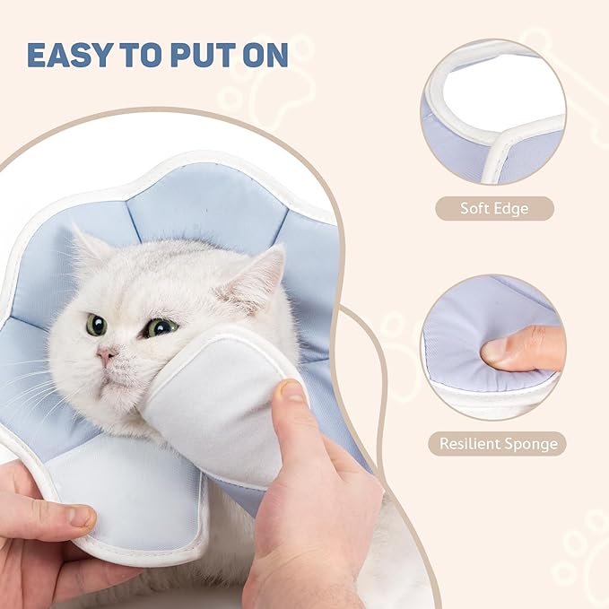 Avont Soft Cat Recovery Cone Collar, Adjustable Lightweight Kitten E-Collar for Small Dogs, Comfortable Neck Donut Stop Licking Scratching After Surgery -Grey(M)