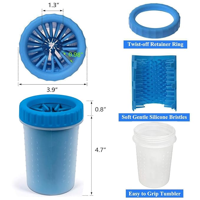 Portable Dog Paw Cleaner, Washer, Buddy Muddy Pet Foot Cleaner for Medium Breed Dogs and Cats, Blue