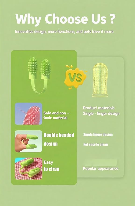 Pet Toothbrush， Dog Teeth Cleaning, Dog Finger Toothbrush，Double Ended