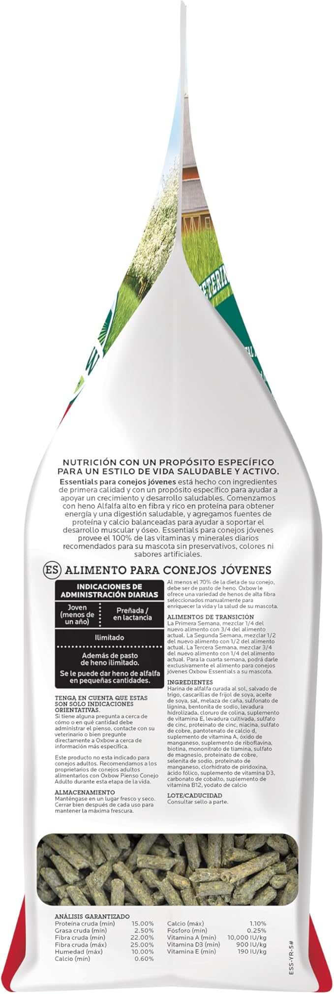 Oxbow Essentials Rabbit Food, Young Rabbit, Made with Oxbow Alfalfa Hay, Pet Food Pellets with Vitamins & Minerals, Small Animal Pet Products, Bunny Supplies, Made in USA, High Fiber, 5 lb. bag