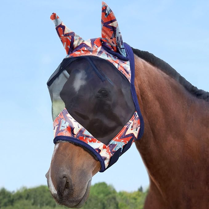 Harrison Howard LumiVista Horse Fly Mask Standard with Ears UV Protection for Horse Abstract Graffiti XL Extra Full