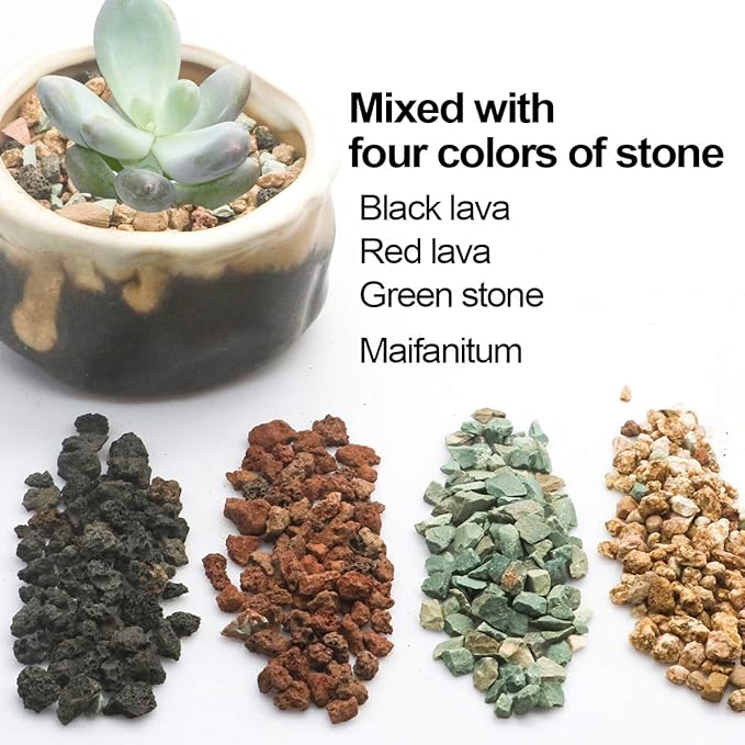 Mix Horticultural Lava Pebbles Pumice Potting Soil Amendment Succulent Cactus Bonsai Gritty Rock Decorative Gravel Plant Drainage Volcanic Rock for Terrarium Fairy Gardening Top Dressing 2.2lb