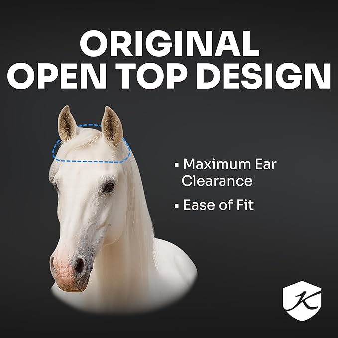 Kensington Fly Mask Web Trim Protects Horses Face and Eyes from Bites and Sun Rays While Allowing Full Visibility Ears and Forelock Able to Come Through The Mask, XXL-Draft, Desert Sand