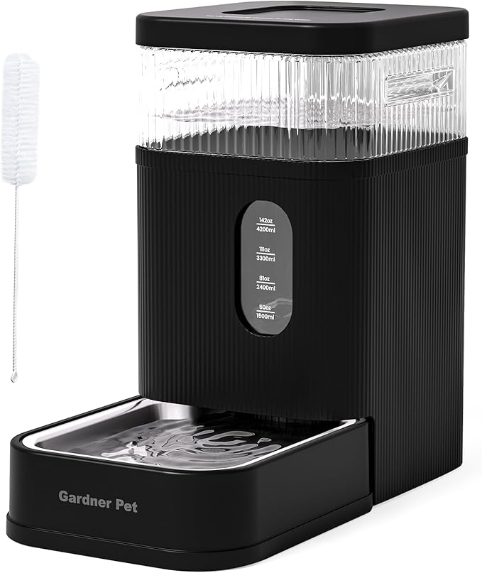 Gardner Pet Automatic Dog Water Dispenser Gravity Waterer with Stainless Steel Bowl Water Dispenser 8.5L Large Capacity Water Feeder for Dogs Cats Pets, BPA-Free Noise-Free (Black, 8.5L)