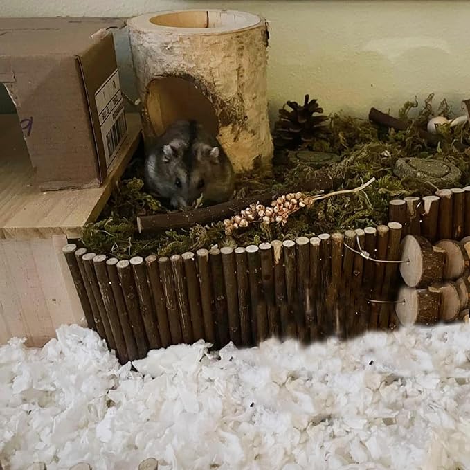 Wooden Hamster Tunnels,Natural Birch Wood Hamster Tree Hole Tube Hamster Chew Toy Small Animal Hollow Tree Trunk Tube Hideout Climbing Toy Cage Accessories for Guinea Pig Chinchilla Gerbil Rat
