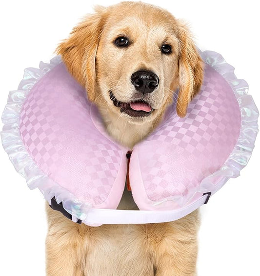 CuteBone Inflatable Dog Cone Alternative for Large Dogs After Surgery-Double Adjustable Neck Range P23SO00101XL