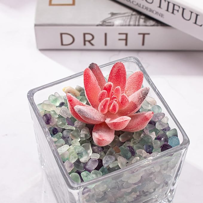 0.5 Lb/230g Fluorite Crystal Chips Stones Decorative Crystal Pebbles, Irregular Shaped Natural Quartz Stones Aquarium Gravel Rocks for Vases Filler, Garden and Fish Tank Decoration