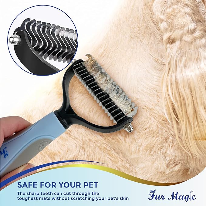Large Deshedding Tool & Dematting Comb – Grooming Brushes for Dogs, Cats, Horses – Reduce Shedding and Remove Knots, Mats and Loose Undercoat
