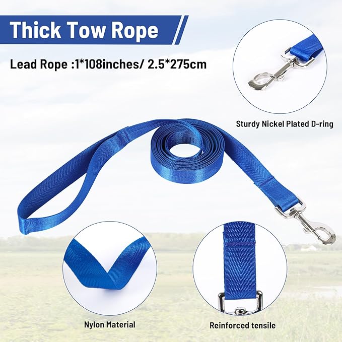 XUANNIAO Easily Adjustable Figure 8 Cow Halter, Double-Ply Premium Livestock Cattle Halters, Colorful Cow Utility Calf Halter with Leading Rope for Miniature Horse Donkey Goat Foal (Small, Blue)