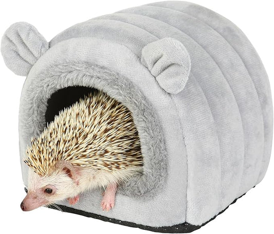 Hedgehog Bed Cave Nest Hideout, Hamster Guinea Pigs Small Animals Cage Supplies Warm House-Gray