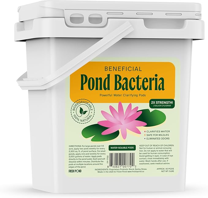 Pond Water Treatment Pods - 2X Strength Beneficial Pond Water Treatment w/Barley Straw for Reducing Sludge and Odors in Koi Ponds and Natural Ponds - Safe for Fish, Pets, & Swimming - 5lb.