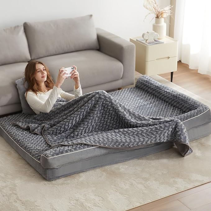 BFPETHOME Orthopedic Dog Beds for Extra Large Dogs, Waterproof Sofa XXL Dog Bed with Sides, Non-Slip Bottom and Egg-Crate Foam Big Pet Couch Bed with Washable Removable Cover,Pet Bed for Large Dogs