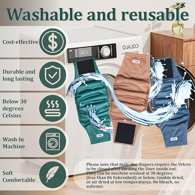 Reusable Dog Diapers Male, Premium Washable Belly Bands for Male Dogs Small, Pack of 5, High Absorbing Male Dog Wraps for Doggie & Puppy in Incontinence or Excitable Urination and Training(S)