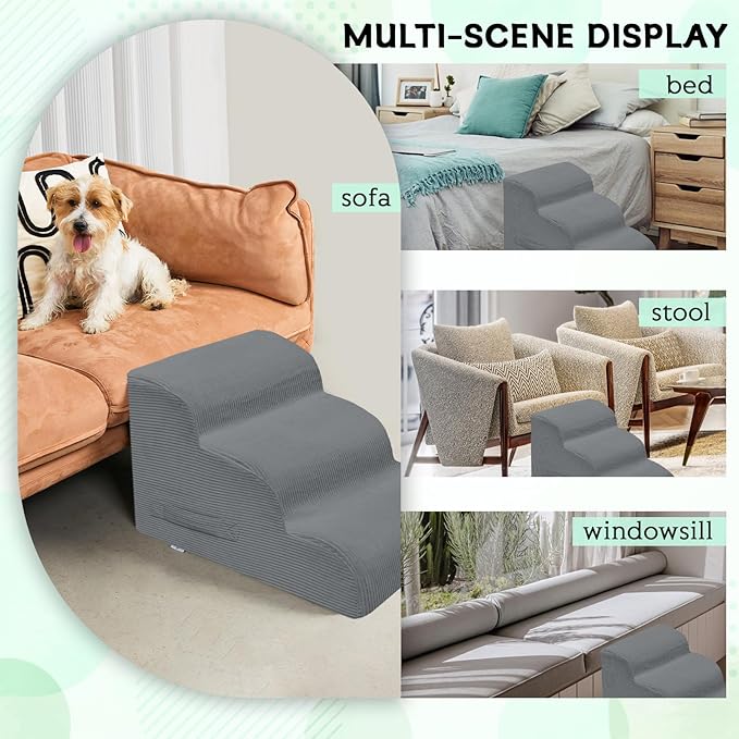 Dog Stairs for Small Dogs and Cats, 20" H 4 Steps Dog Ramp for High Beds, Couch, Sofa, Waterproof Pet Stairs with Removable Washable Cover, Non-Slip Sturdy Pet Steps