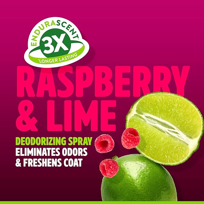 TropiClean Dog Perfume, Long Lasting Raspberry Lime Cologne, Deodorizing Spray for Smelly Dogs, After Bath Detangling Spray, Safe for Cats, 8oz.