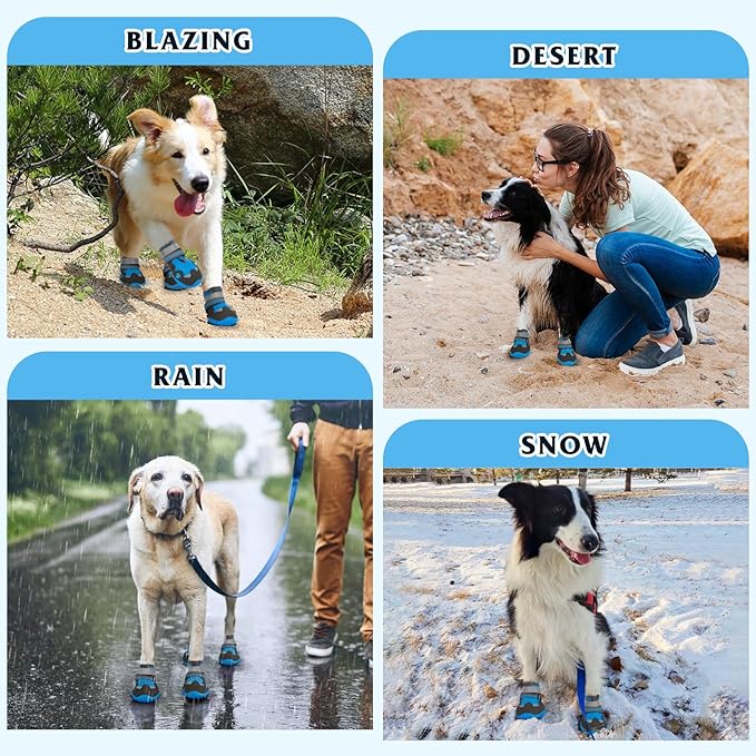 Dog Shoes for Large Medium Small Dog, Mesh Breathable Dog Shoes for Hot Pavement, Anti-Slip Dogs Boots Paw Protectors with Reflective for Outdoor Walking Indoor Hardfloors (Size 4)