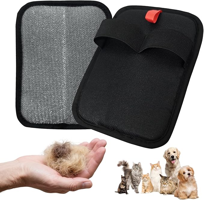 Pet Hair Remover, Reusable Electrostatic Pet Hair Remover Gloves – Double-Sided Grooming & Deshedding Gloves for Cats & Dogs, Pet Fur Removal for Furniture, Carpet, Couch & Clothing -2 PCS