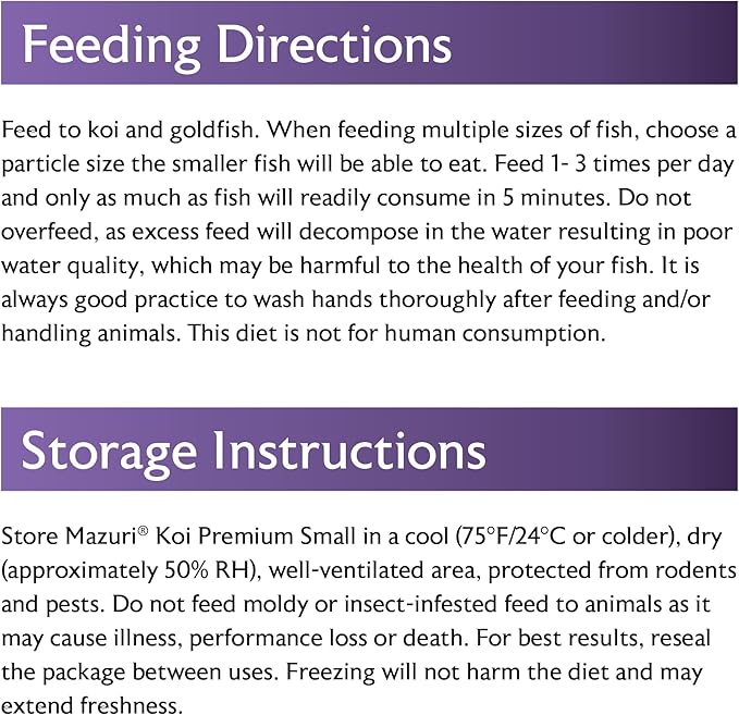 Mazuri Koi Premium Food Small - 2mm Pellet Food for Koi & Goldfish up to 6 inches, 3.5 Pound (3.5 LB) Bag