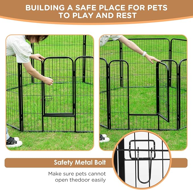 BestPet Dog Playpen Indoor 40 inch 6 Panels Metal Dog Pen Pet Dog Fence Outdoor Exercise Pen with Doors,Pet Puppy Playpen for RV Camping Yard, Black