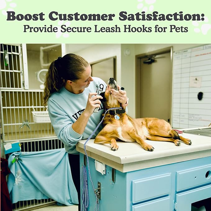 Canine Hitch- Secure Dog Leash Parking Indoor- Outdoor Wall Hook with Clip - Tie Out Stainless Steel - Practical Lead Management for Home & Business