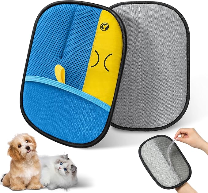 Reusable Pet Hair Remover Gloves – Electrostatic Lint & Fur Removal, Machine Washable Cleaning Gloves for Furniture, Clothes & Car (Blue)