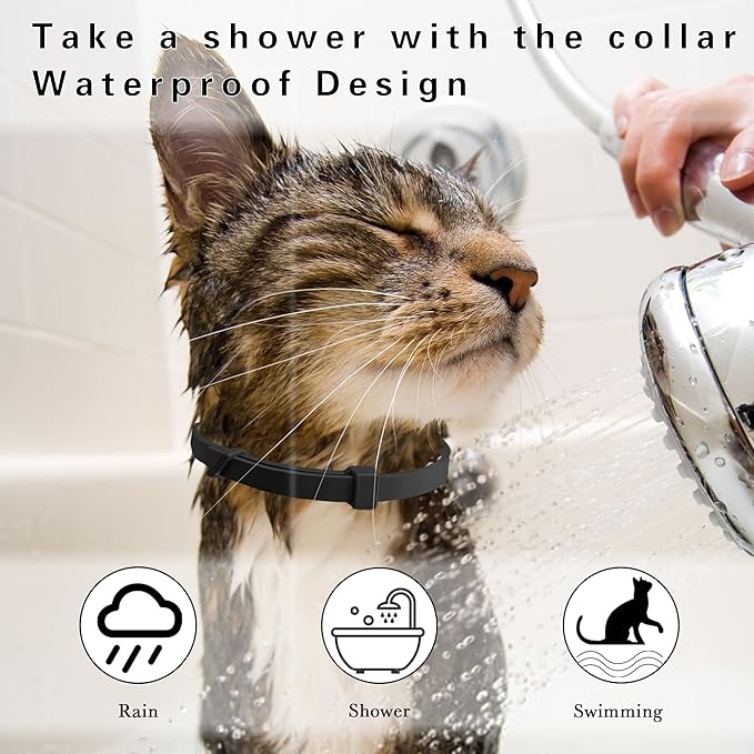 Simnice Calming Collar for Cats - 4 Pack, Adjustable Calming Collar for Cats - Pheromone Cat Collars for Anxiety & Stress Relief, Water-Resistant & Long-Lasting Effect (Black)