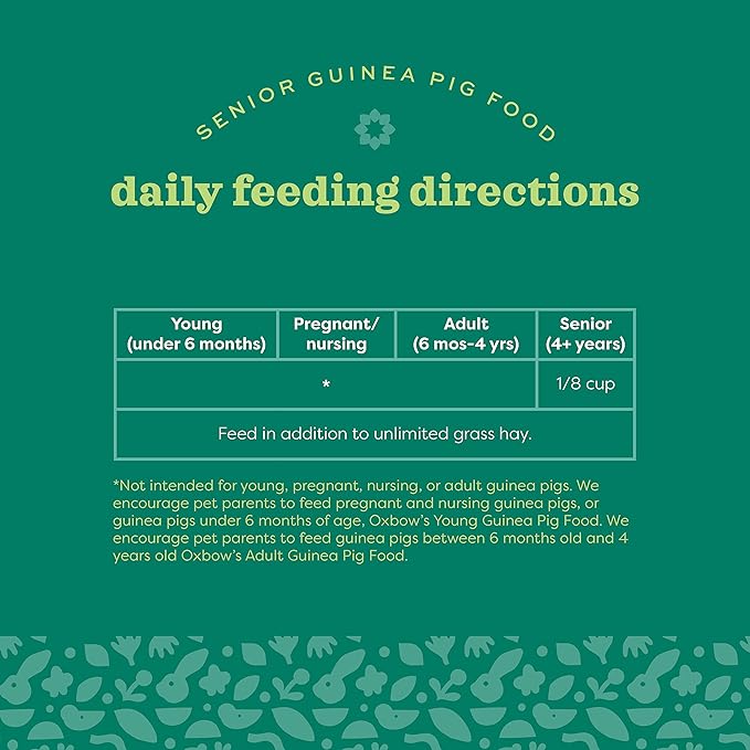 Oxbow Essentials Guinea Pig Food, Senior, Made Alfalfa for Guinea Pig, Pet Food Pellets with Vitamin C, Small Animal Pet Products, Made in USA, High Fiber, 8 lb. Bag