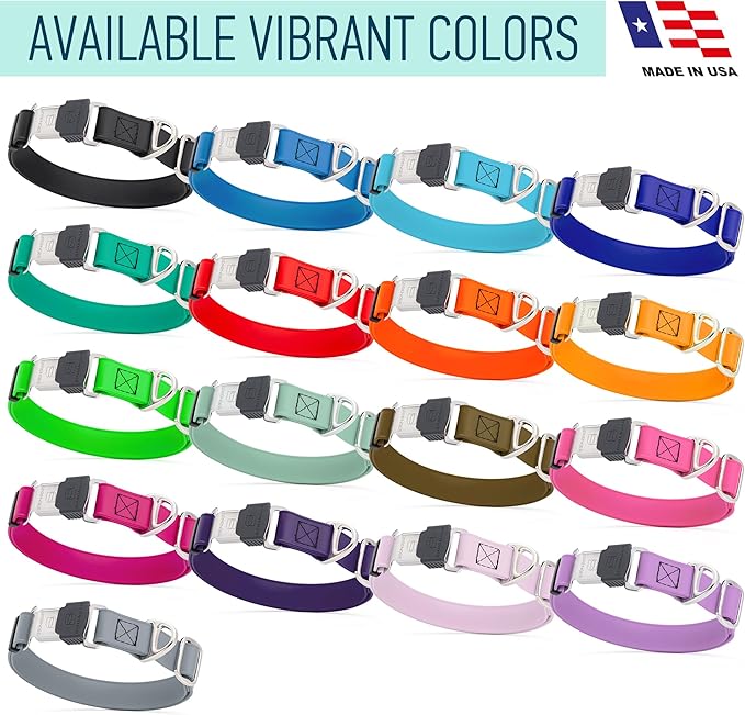 Dogline Biothane Waterproof Dog Collar with Herm Sprenger Black Stainless Steel Quick Release Buckle – Heavy Duty Tactical Durable Collar for Dogs – Comfortable and Safe Pet Collar W 1" L 15-25" Teal