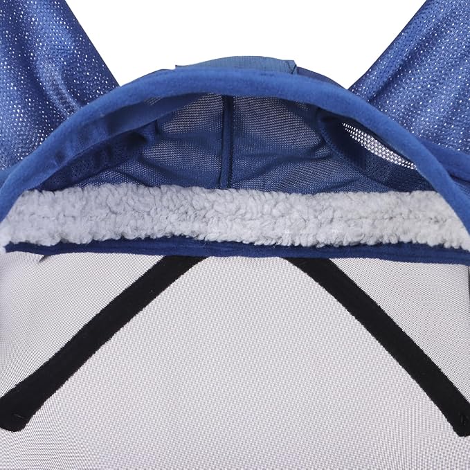 Harrison Howard CareMaster Pro Luminous Horse Fly Mask Large Eye Space Standard with Ears UV Protection for Horse Navy Full Size