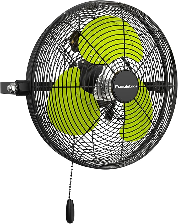 12 IN High Velocity Wall Mount Fan, 3 Speed Industrial Wall Fan with Sealed Motor, 2500 CFM Adjustable Air Circulator for Garage, Commercial, Greenhouse, Warehouse & Gazebo Use, UL Listed