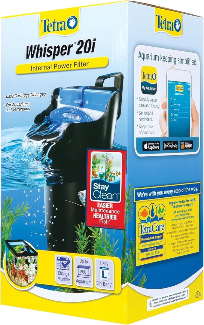 Tetra Whisper Internal Filter 10 To 30 Gallons, For aquariums, In-Tank Filtration With Air Pump