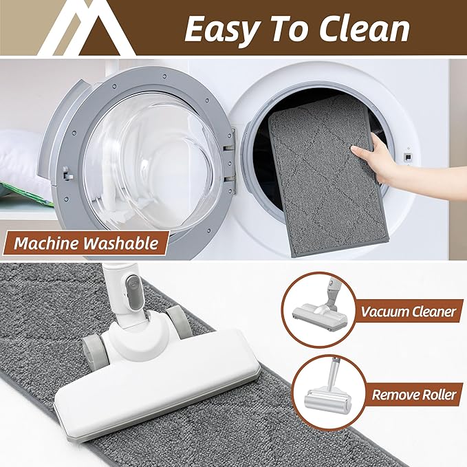 COSY HOMEER Stair Treads for Wooden Steps 9"x28" Washable Indoor Carpet Stair Treads Non Slip Soft Polyester Stair Carpet Tread Reusable Stair Runner Rugs for Kids, Elders,Pets,Medium Grey,4pcs