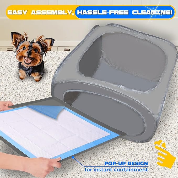 TidyFriend Cat Litter Box Enclosure 24” x 24” with Peepad Holder Tray Fits for 24” x 24” Pee Pad, Enclosed Small Cat Litter Box with Removable Wee Wee Pad Holder, High-Sided Pet Enclosure (Dark Grey)