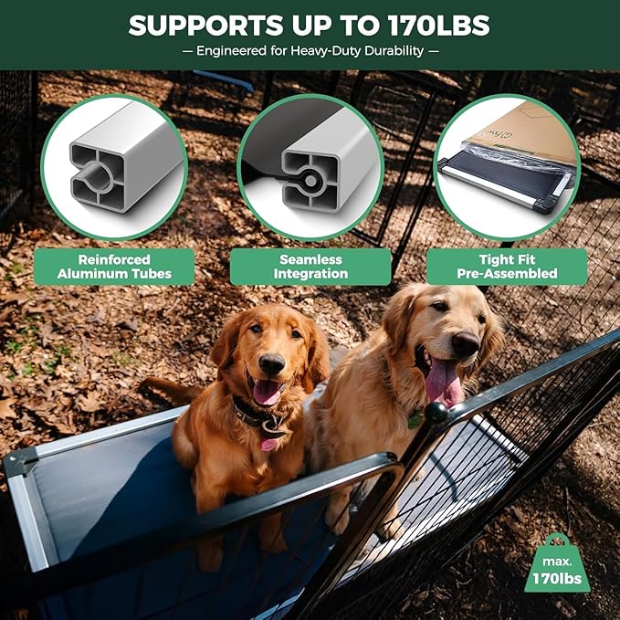 FXW TitanNest Chew-Proof Elevated Dog Bed, Raised Cot for Indoor/Outdoor/Camping Use, Durable & Washable Padded Pet Bed for Medium Dogs, 41.0" L x 27.0" W x 5.0" H, Gray