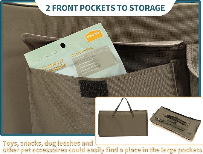 Petsfit Dog Booster Seat For 2 Small Dogs or Medium Dog up to 45 lb, Large Dog Car Seat With 2 Big Pockets for Cars, Trucks and SUVs (Large, Dark Brown)