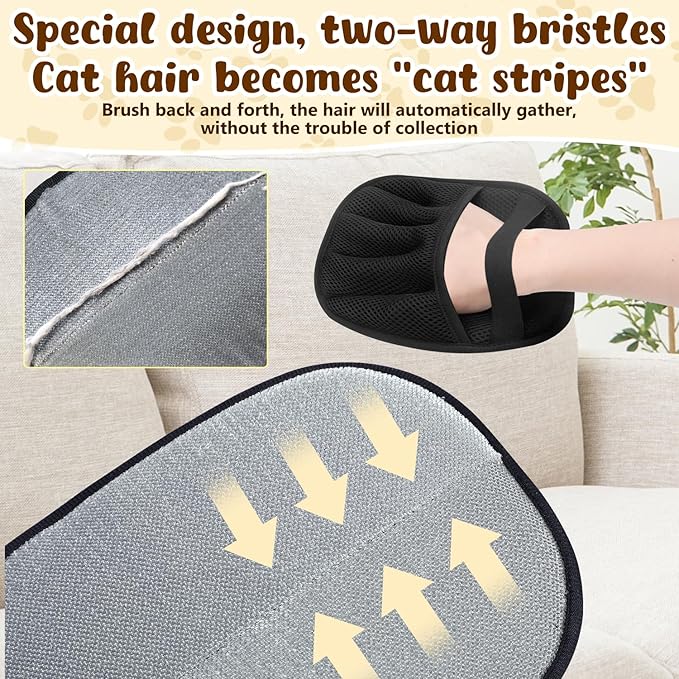 2 Pack Pet Hair Remover Gloves,2025 Upgraded Static Removal Gloves, for Pet Hair, Cat & Dog Hair Removal Tool for Couch,Furniture, Carpet, Car Seat, Pet Grooming